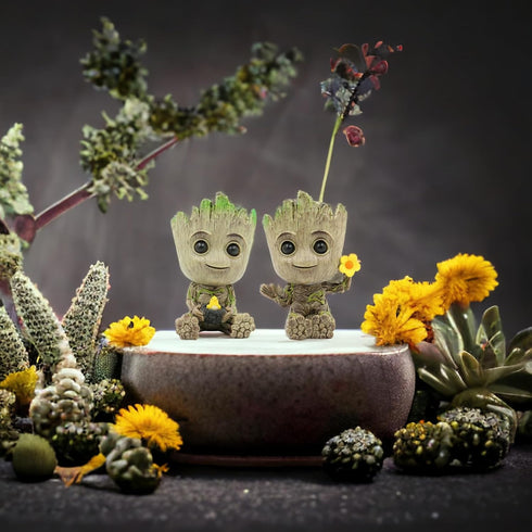 Mini Groot Figurine Miniature Model Home Accessories Decompression Artefact Kids (Bird Nest Model)...