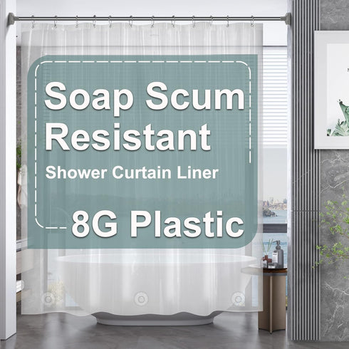 AmazerBath Plastic Shower Curtain Clear Premium PEVA, Clear Shower Curtain Heavy Duty 8G, Weighted Shower Curtains for Bathroom Accessories with 3...
