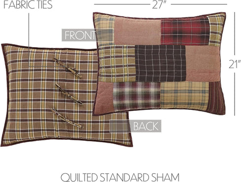 VHC Brands Wyatt Bedding Accessory, Standard Sham 21x27, Patchwork Tan...