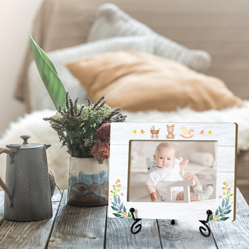 Baby Wooden Photo Frame Mothers Day Gifts Love Gifts for Mom Grandma Nana, Wooden Photo Frame with Iron Stand for Tabletop or Desktop Display, Hom...