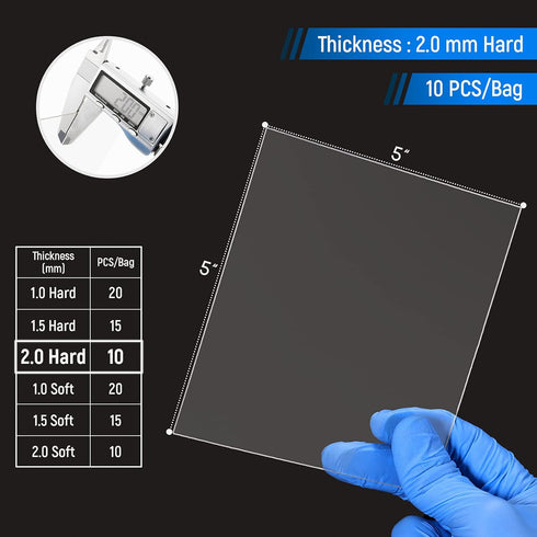 Annhua Dental Lab Splint Hard Dental Splint Material, 10Pcs 2.0MM Dental Thermoforming Sheets with no Bubbles, Square Thermoforming Material for V...