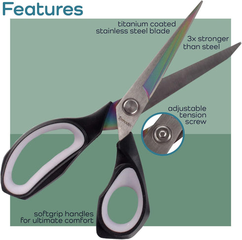 Forged Titanium Fabric Shears Double Pack - 8.5" & 9.5" White w/Red - 1 Set...