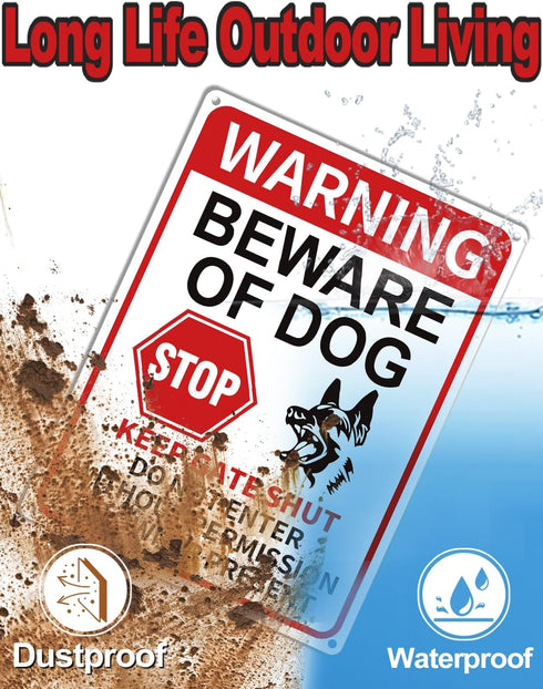 Beware of Dog Signs for Fence, 13"x9.9" Do Not Enter Sign, Reflective Tin Sign Great for Home Garden Fence Door Wall Decor...