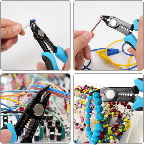 WGGE Wire Cutters Precision Flush Pliers with Supplementary Stripping, Cutting Pliers, Handy and Slim Diagonal Cutters, Ultra Sharp Wire Cutter, 1...