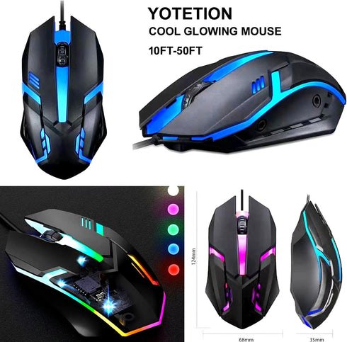 Long USB A Mouse 20FT, High Performance Wired Mouse - USB Mouse for Windows PC Desktop, Laptop, Notebook, Mac, computerand Chromebook, for Righty ...