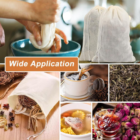 YQL Spice Bags for Cooking,30PCS 5.9x7.8Inch Soup Bags with Drawstring Tea Filter Bags Cheesecloth Bags for Straining Reusable Natural Cotton Sach...