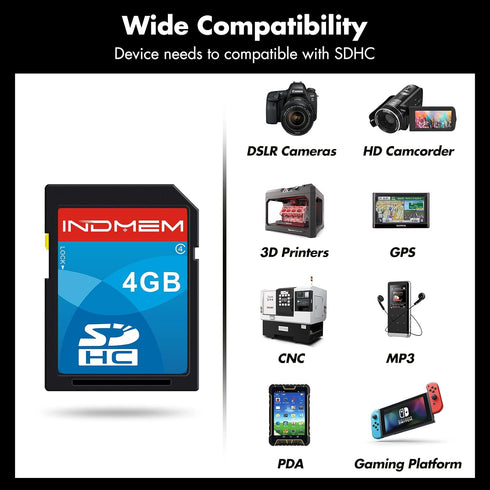INDMEM SD Card 4GB SDHC Class 4 Flash Memory Card 4 GB Digital Camera Cards 2 Packs...