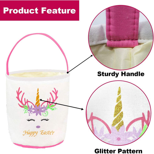 PARTYWIND Easter Baskets for Kids Egg Hunt, Easter Baskets Bag with Handles, Cute Easter Birthday Party Supplies Favors for Boys and Girls (Pink)...