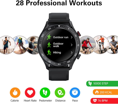 BRIBEJAT Smart Watch for Men (Dial/Answer Call) Built-in Music Player, Voice Assistant, Real-time Heart Rate & Sleep Monitor Compatible with Samsu...