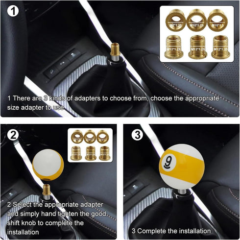Billiards Shift Knob Driving Handle Lever Round Ball Cool Gear Stick Shifter Knobs Transmission Fit Most Cars Trucks SUV Automatic Manual Vehicle ...