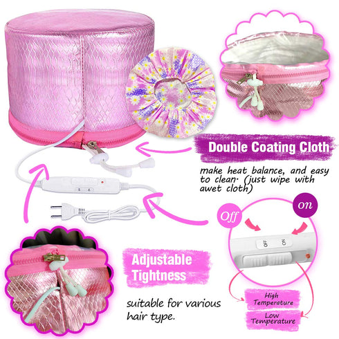 Upgrade Heating Cap For Hair Spa,Electric Hair Cap, Thermal Cap For Home Hair Spa Hair Steamer Cap Beauty Nourishing Hair Care Hat with 2 Level Te...