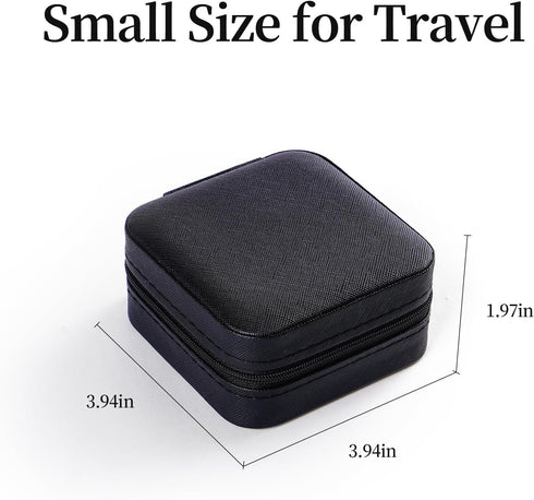 CASEGRACE Travel Jewelry Case, Small Jewelry Box with Mirror Design Portable Jewelry Travel Organizer Display Storage Case for Rings Earring Neckl...