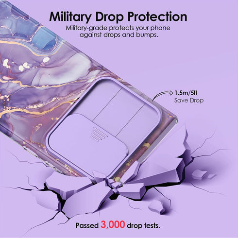 Designed for Samsung Galaxy S24 Ultra Case, with Slide Camera Cover & Screen Protector, Fade-Proof Chic Pattern, Shockproof Protective, Slim Thin ...