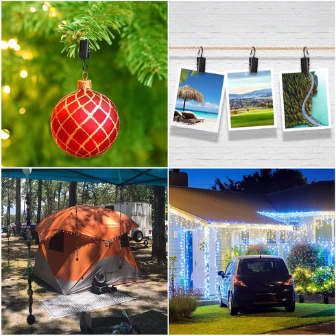 Teenitor 100 Pack Small Curtain Clips Curtain Hooks for Outdoor String Lights, Stainless Steel Clips for Hanging Curtain Hooks for Drapes, Black...