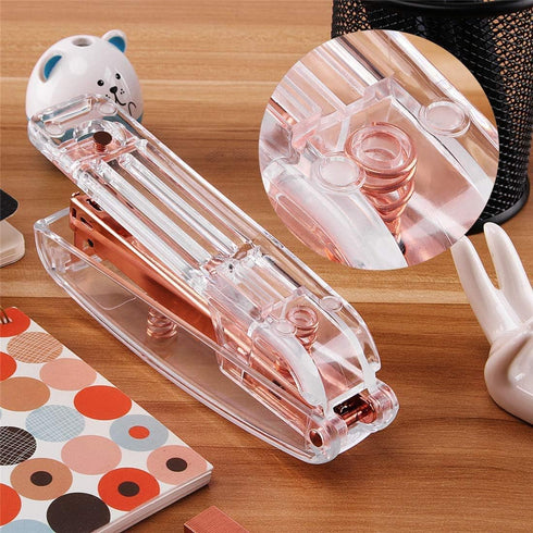 Stapler,Clear Desk Stapler with 1000 Pieces Staples - Rose Gold (Stapler)...