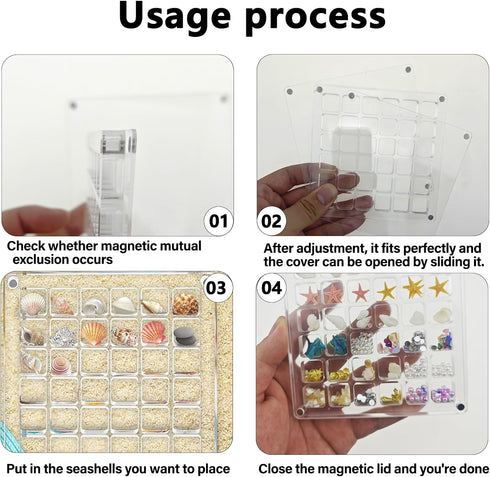 Acrylic Magnetic Display Box, Small Craft Organizers Container, Grids Clear Mini Storage Box Display Case, Display Organizer Box for Bead, Nail, J...