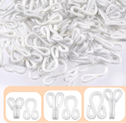 Covered Sewing Hooks & Eye Closure Jewelry Books Crafts Latch for Fur Coats Wraps Jackets Bra Thick Leather deep Pile Fabrics Clothing (25mm, Whit...