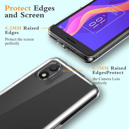 Oududianzi Case for TCL 303 with Screen Protector,Non-Yellowing Shockproof Bumper Protective Phone Cover, Anti-Scratch Soft TPU Back(Transparent)...