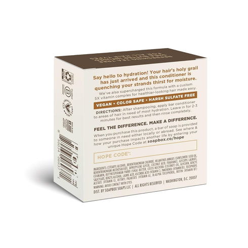 Soapbox Hair Conditioner Bar with Coconut Oil to Moisturize and Nourish Dry Damaged Hair - 2oz Solid Conditioner, Low Plastic, Vegan, Sulfate Free...
