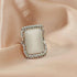 Retro Big Rectangle Statement Ring for Women Girls Silver Plated Cubic Zirconia Geometric Band Rings Comfort Fit CZ Engagement Wedding Mother's Da...