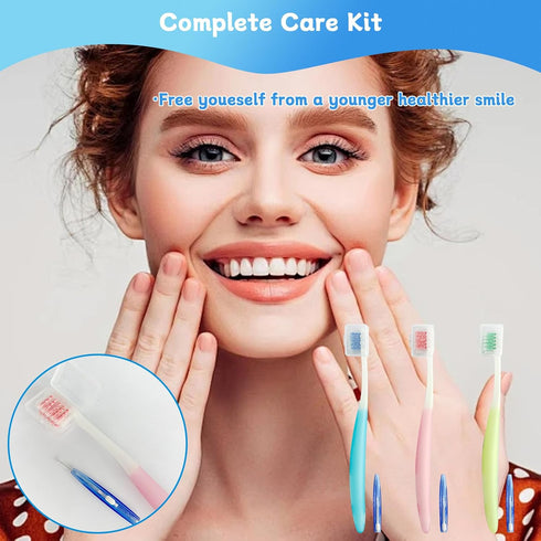 3-Pack Orthodontic Dental Care Kit – includes Soft Bristle Toothbrushes and Braces-Friendly Brush Flosser for Cleaner Interdental Brush Toothpick,...
