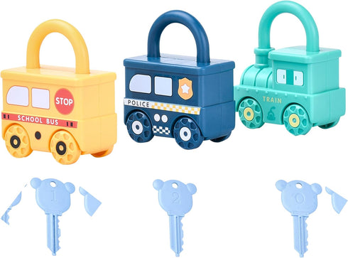 Dazmers Lock and Key Toy - Kids Educational Toy with 3 Locks (3.5x2.7 inches) and 3 Keys (3x1.3 inches) - Unique Way for Toddlers to Learn Numbers...