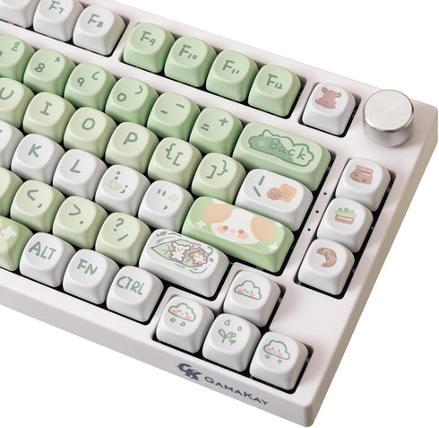 GK GAMAKAY 132 Keys Green&White Keycaps Set, MOA Profile PBT Thermal Sublimation Keycap Set for 61/68/75/80/84/87/98/104/108 Layout Mechanical Gam...
