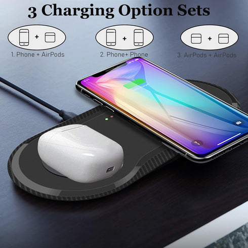 30W Fast Wireless Charger, Vchiming 2 in 1 Wireless Charging Pad, Dual 15W Wireless Charging Station for Galaxy iPhone AirPods Type C Cable Includ...