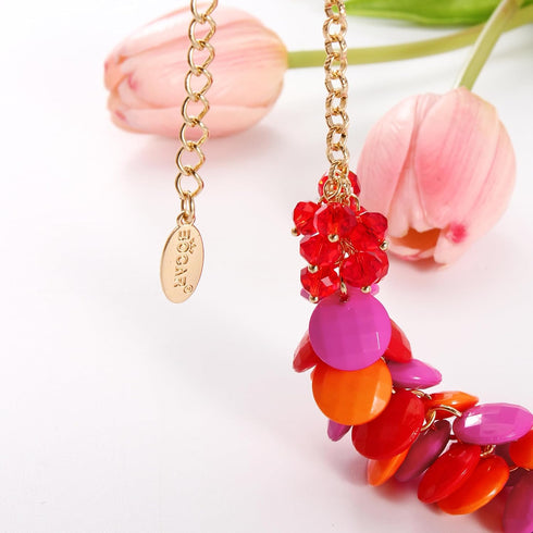 Bocar Fashion Cluster Bubble Acrylic Statement Jewelry Ser for Women Bib Collar Jewelry Set Necklace and Earrings Bracelet(NK-10677-Ibis Rose-Set-...