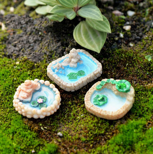 Oblong Pool Fairy Garden Miniature Pond Ornaments Accessories for Miniature Garden Accessories, Home Micro Landscape Decoration Garden Sculptures ...