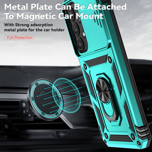 for Samsung Galaxy A35 5G Case with Camera Lens Cover HD Screen Protector, Dual Layer Military-Grade Drop Tested Magnetic Ring Holder Kickstand Pr...