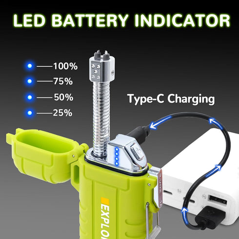 Waterproof Lighter Outdoor Flexible Neck Windproof USB Rechargeable Plasma Lighter Flashlight Flameless Electric Arc Lighter for Candle Camping Hi...