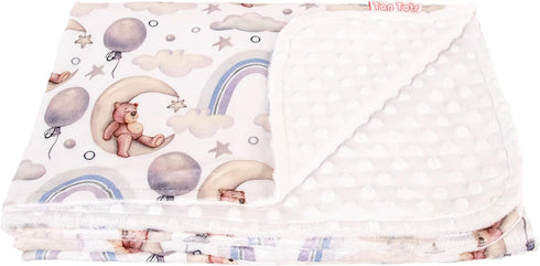 Top Tots Deluxe Minky Baby Blanket - Moon Bears, 40 x 29 Inch White...
