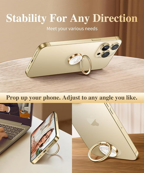 GVIEWIN Marble Cell Phone Ring Holder, Metal Kickstand Grip for Magnetic Car Mount Compatible with iPhone 15 Pro Max/15 Plus/14/13/12 Series & Gal...