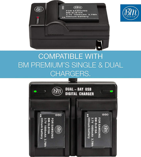 BM Premium SLB-10A Battery for Samsung EX2F HZ15W SL202 SL420 SL620 SL820 WB150F WB250F WB350F WB750 WB800F WB850F WB1100F Digital Camera...