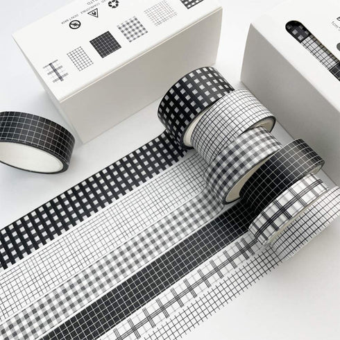 YUBX 6 Roll Washi Tape Set VSCO Decorative Tape for DIY Crafts, Journals, Planners, Scrapbooking, Wrapping (Black)...