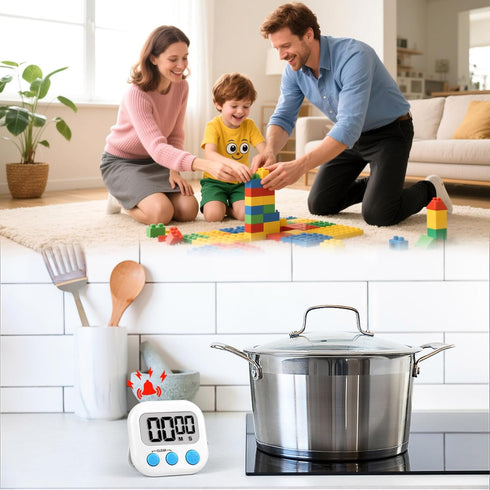 Timer for Kids Teachers Supplies Digital Kitchen Timers for Cooking Large Magnetic Classroom Timer 2Pack-White Blue...