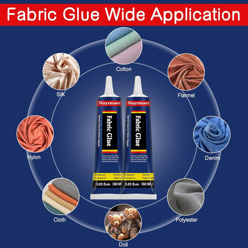 Fabric Glue, Mighty Mend it Fabric Glue, Permanent Clear Washable Clothing Glue for All Fabrics, Cotton, Flannel, Denim, Leather, Polyester, Doll ...