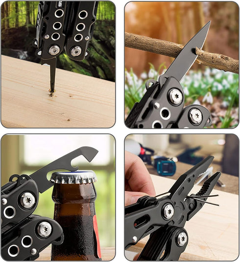 Multitool Pliers Portable Pocket Knife Camping Tool Gifts for Men 12 in 1 Multi Tool with Safety Lock Screwdrivers Saw Bottle Opener Durable Sheat...
