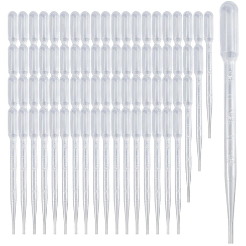 100 PCS 3ML Dropper Pipette - Disposable Plastic Transfer Pipettes for Accurate Liquid Transfer, Excellent Suction, Perfect for Oils, Resin, Craft...