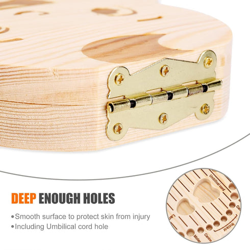 NASHRIO Baby Tooth Box Wooden Kids Keepsake Organizer Gift for Baby Teeth, Cute Children Tooth Container with Tweezers to Keep the Childwood Memor...