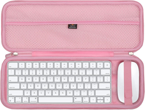 Aproca Pink Hard Travel Storage Case, for Apple Wireless Magic Keyboard 2 - MLA22LL/A and Apple Magic Bluetooth Mouse 2...