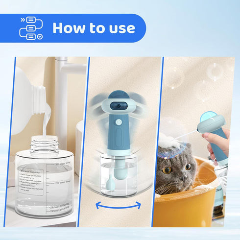 Dog Shampoo Dispenser, UFO Dog Shampoo Sprayer, Electric Foaming Shampoo Dispenser for Dog and Cat Washing, for Bathtub, Kitchen Sink, Bathroom Cl...