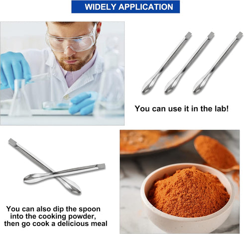 15 Pcs 3 in 1 Lab Spoon Micro Lab Spatula Stainless Steel Lab Scoop for Reagent Sampling, Mixing, Measuring 105/125/140mm for a Set...