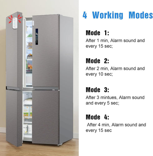 DAYTECH Freezer Door Alarm with Delay 1/2/3/4 mins When Left Open Window Chime Close Doors Reminder Refrigerator Door Alarm 0 to 120 dB for Fridge...
