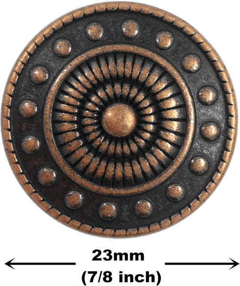 Bezelry 10 Pieces Beads Wheel Metal Shank Buttons. 23mm (7/8 inch) (Antique Copper)...