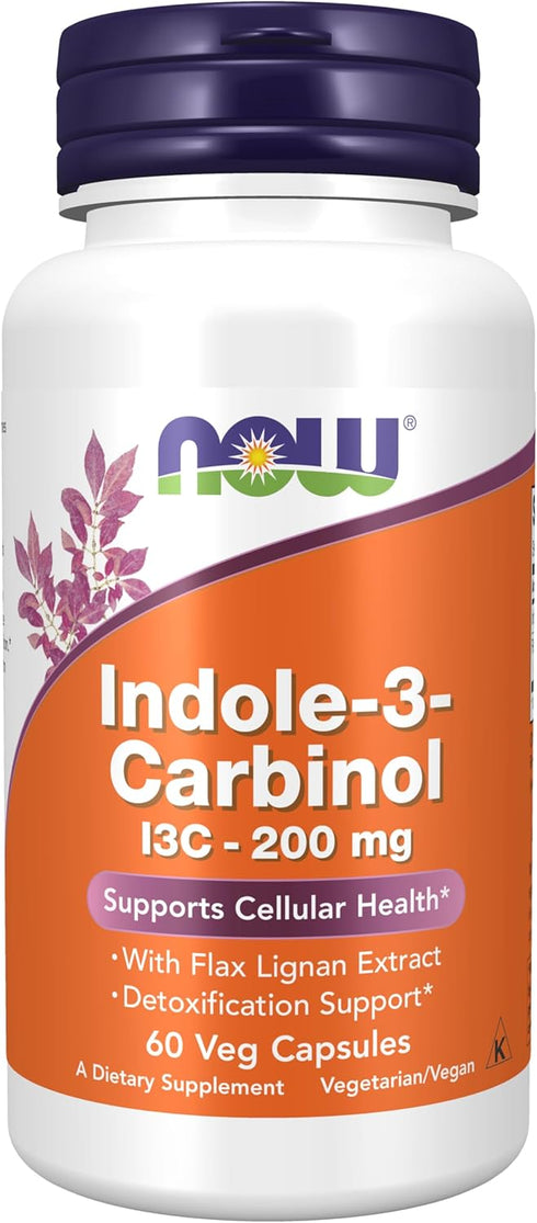 NOW Indole-3-Carbinol (I3C) 200 mg - 60 Veg Capsules...