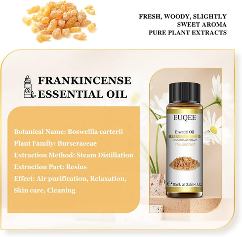 Frankincense Essential Oil 10 ml Pure Essential Oil with Glass Drop Great for Diffusers,Aromatherapy, Soap & Candle Making, Humidifier - 0.33 Fl o...