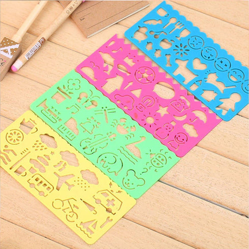 24 Pcs Plastic Drawing Stencils Set Colorful Drawing Scale Template DIY Crafts Set for Boys Girls with Animal Stencils - 6 Sets of 4 Different Ste...
