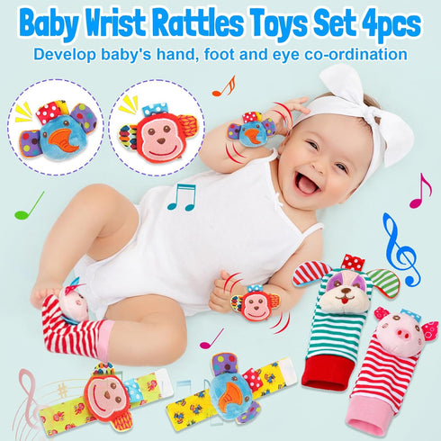 Baby Rattles Toys for 0-6 Months - 18 PCS Infant Toys 0-3 Month Old Baby Boy Girl Gifts Set with Teething and Wrist Socks Rattle Infant Newborn Se...